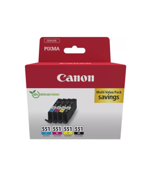 Canon Cartridges | CLI-551 BK/C/M/Y Multipack | Ink | Black, yellow, cyan, magenta