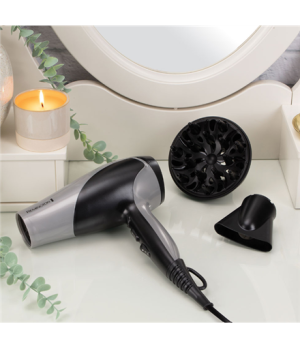 Remington Hair Dryer | D3190S | 2200 W | Number of temperature settings 3 | Ionic function | Diffuser nozzle | Grey/Black