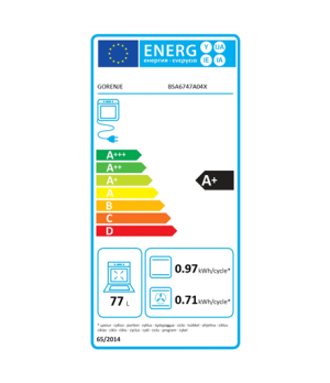 Gorenje | Oven | BSA6747A04X | 77 L | Electric | Catalytic | Touch | Steam function | Height 59.5 cm | Width 59.5 cm | Stainless