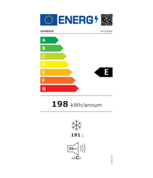 Gorenje | Freezer | FH19EAW | Energy efficiency class E | Chest | Free standing | Height 85.3 cm | Total net capacity 191 L | Di