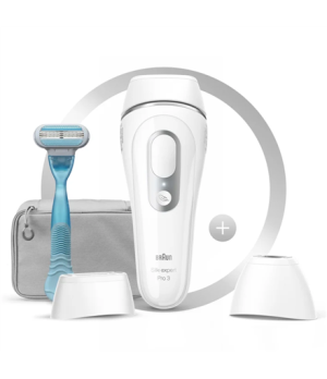 Braun | Silk-expert Pro 3 Epilator | PL3121 | Bulb lifetime (flashes) 300.000 | Number of power levels 3 | White/Silver