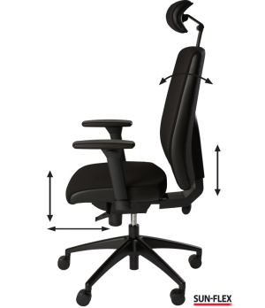 Biuro kėdė SUN-FLEX  OFFICECHAIR HB  su galvos atrama, juoda