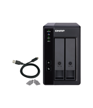 QNAP 2 Bay USB Type-C Direct Attached Storage with Hardware RAID | TR-002 | Micro | 6 GB | Black
