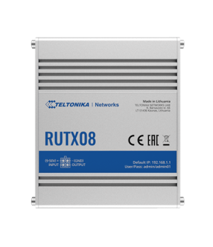 Industrial Router | RUTX08 | No Wi-Fi | 10/100/1000 Mbit/s | Ethernet LAN (RJ-45) ports 4 | Mesh Support No | MU-MiMO No | No mo