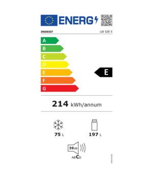 INDESIT | Refrigerator | LI6 S2E S | Energy efficiency class E | Free standing | Combi | Height 158.8 cm | Fridge net capacity 1