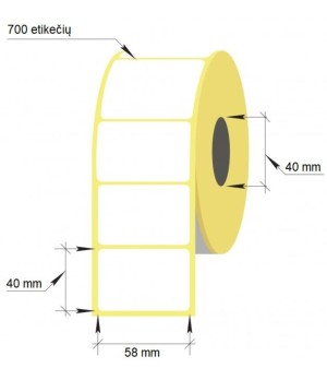Lipnios etiketės, 58 x 40/40 mm, 700 vnt., Thermal Eco, baltos sp.