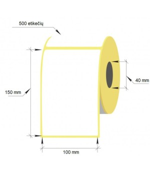 Lipnios etiketės, 100 x 150/40 mm, 500 vnt., Thermal Eco, baltos sp.