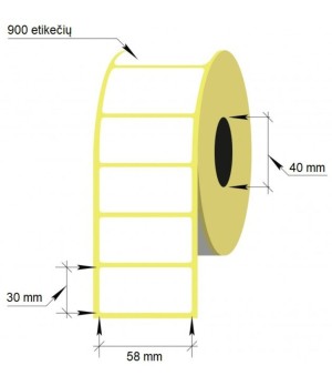 Lipnios etiketės, 58 x 30/40 mm, 900 vnt., Thermal Eco, baltos sp.