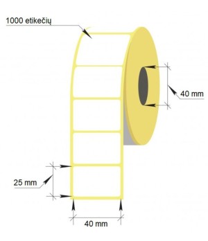 Lipnios etiketės, 40x25/40 mm, 1000 vnt.., Thermal Eco, baltos sp.