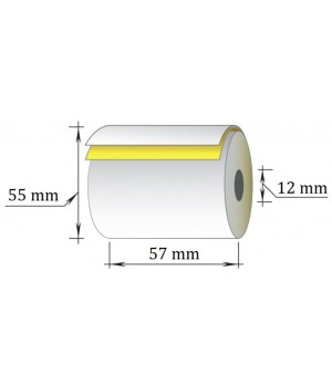 Dvisluoksnė kasos juosta, 57 mm x 16 m/12mm, savikopijuojanti (SC+SC), 10 vnt/pak